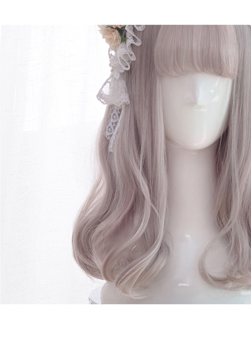 Harajuku Gray-pink Sweet Lolita Long Curly Wigs