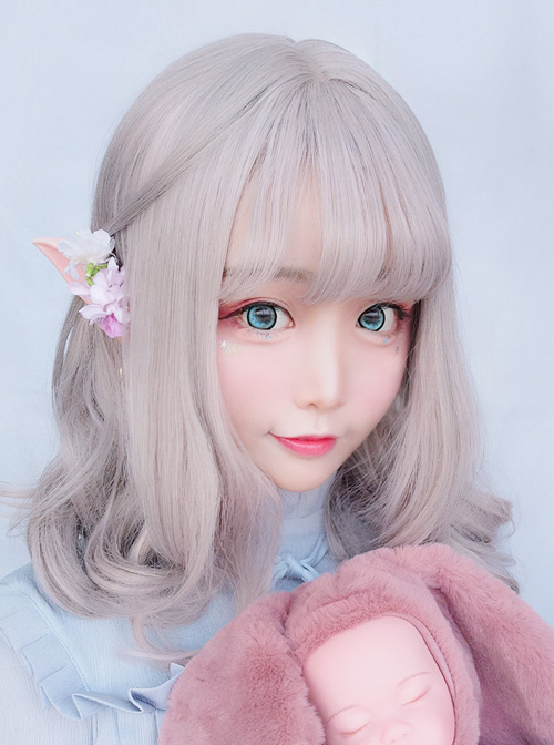 Harajuku Gray-pink Sweet Lolita Long Curly Wigs