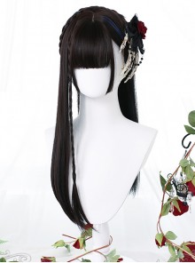 Black Gradient Blue Long Straight Wig Gothic Lolita Wigs