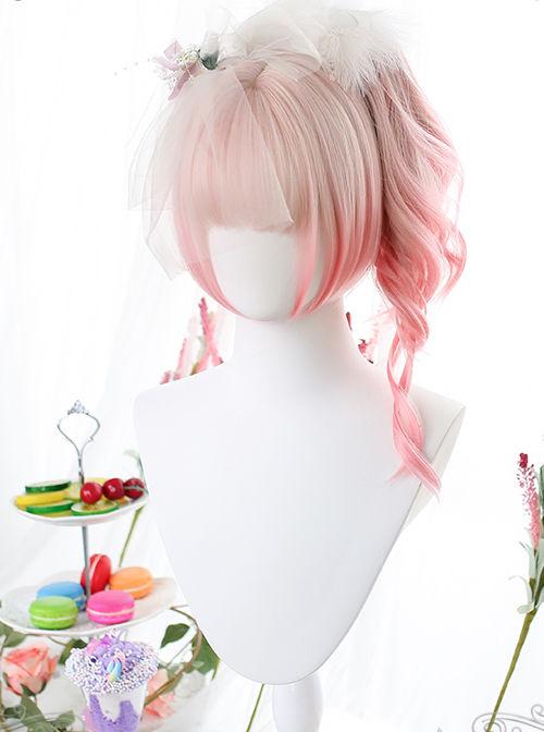 Pink Gradient Dual Horsetail Clips Sweet Lolita Wigs