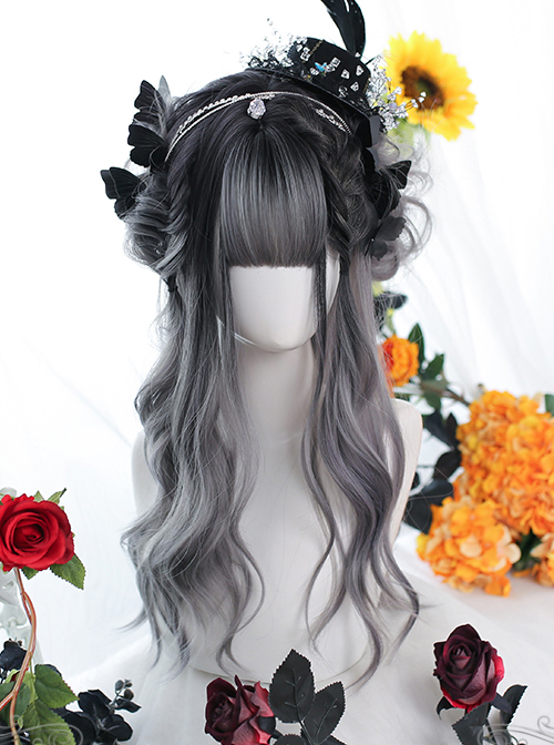 Gentle Topical Staining Long Curly Wig Classic Lolita Gray Wigs