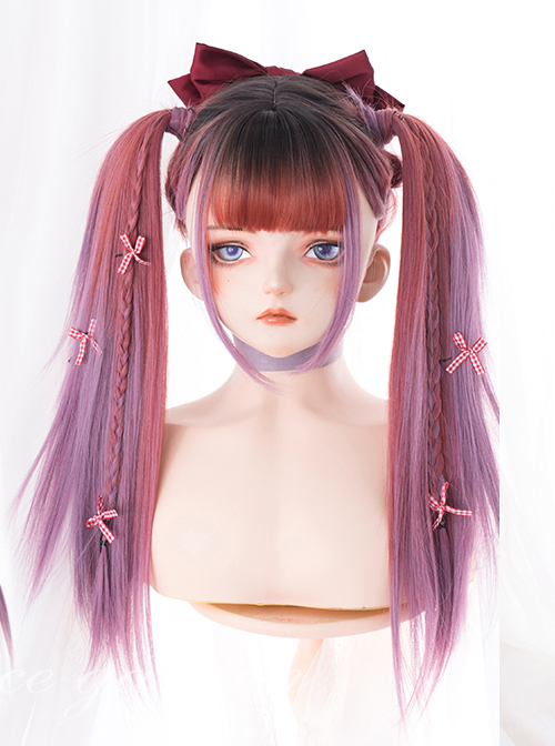 Strawberry Syrup Dark Pink Gradient Long Straight Wig Sweet Lolita Wigs