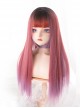 Strawberry Syrup Dark Pink Gradient Long Straight Wig Sweet Lolita Wigs