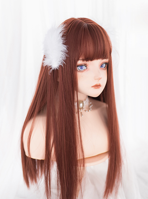 Dark Orange Long Straight Wig Classic Lolita Wigs