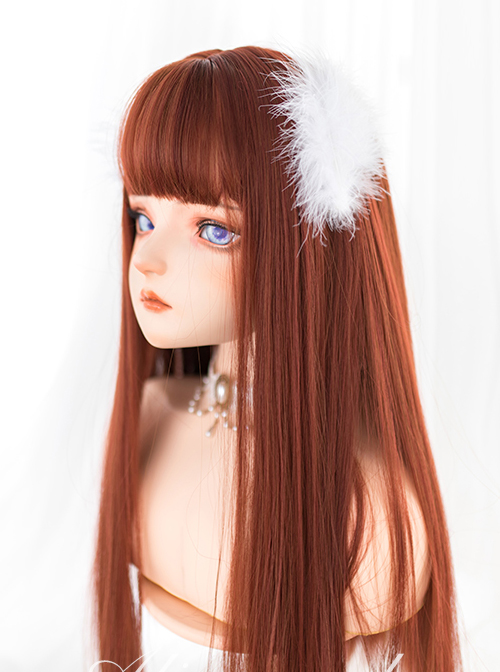 Dark Orange Long Straight Wig Classic Lolita Wigs