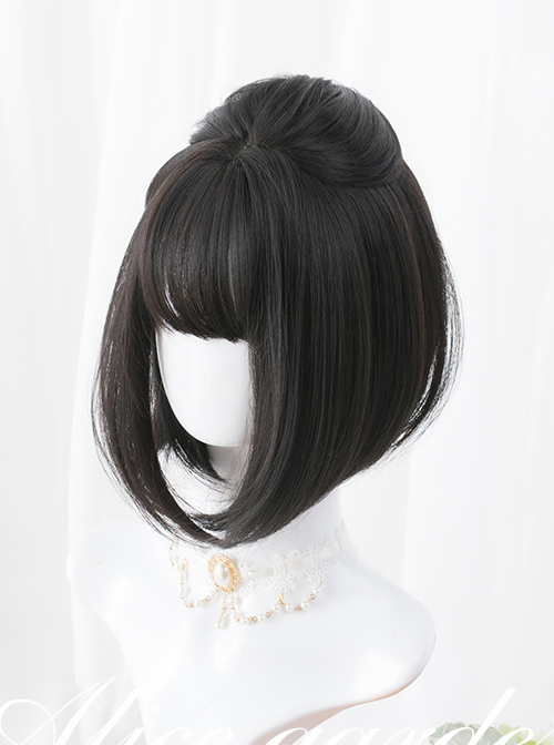 Black Or Brown Bob Haircut Short Straight Wig Sweet Lolita Wigs