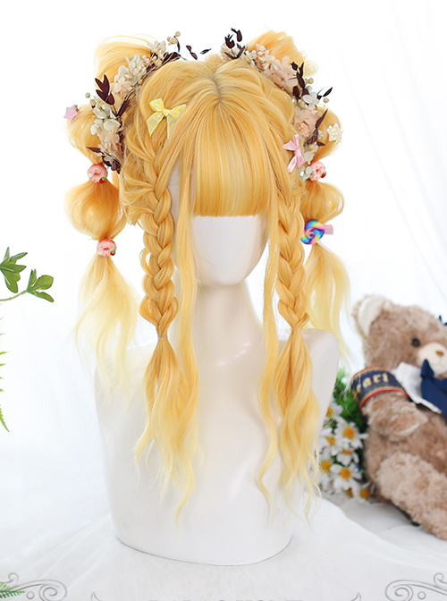Water Ripple Curly Long Curly Wig Sweet Lolita Olive Golden Gradient Wigs