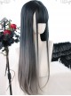 Slightly Curly Classic Lolita Indigo Gray Natural Gradient Long Wigs