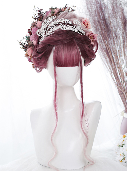 Cranberry Color Gradient Gentle Curly Classic Lolita Long Curly Wigs