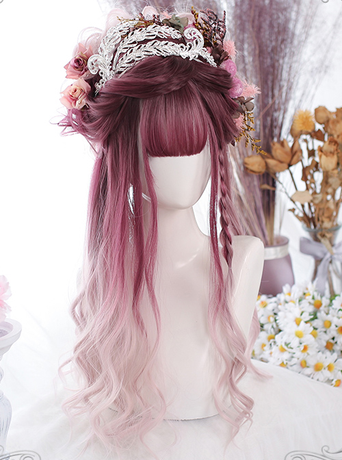 Cranberry Color Gradient Gentle Curly Classic Lolita Long Curly Wigs