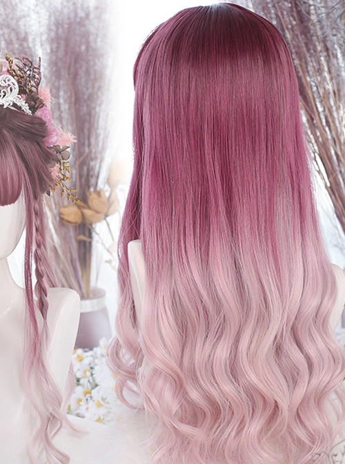 Cranberry Color Gradient Gentle Curly Classic Lolita Long Curly Wigs