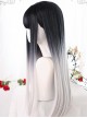 Black White Natural Gradient Classic Lolita Long Straight Wigs