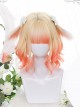 Cute Golden Orange Gradient Sweet Lolita Animal Ears Irregular Slightly Curly Wigs