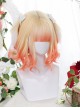 Cute Golden Orange Gradient Sweet Lolita Animal Ears Irregular Slightly Curly Wigs