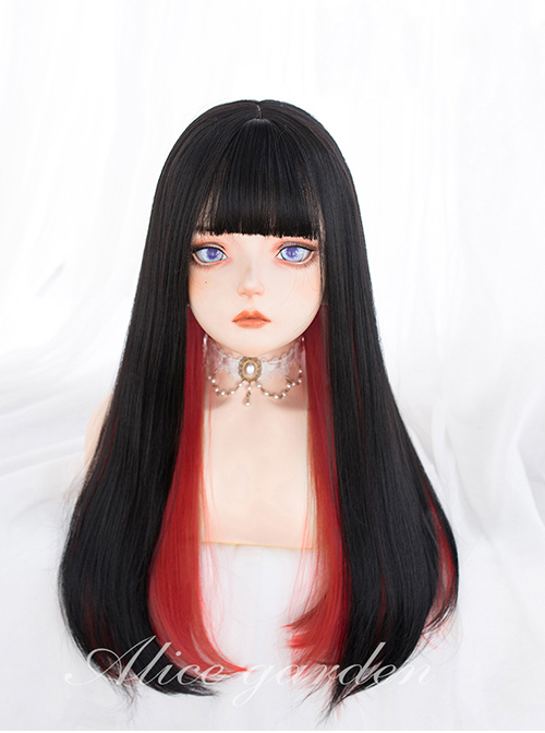 Multicolour Optional Hidden Highlights Long Straight Wig Daily Lolita Wigs