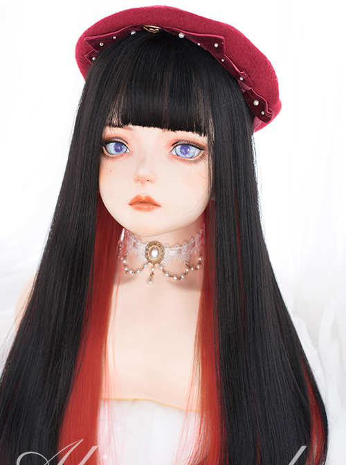 Multicolour Optional Hidden Highlights Long Straight Wig Daily Lolita Wigs