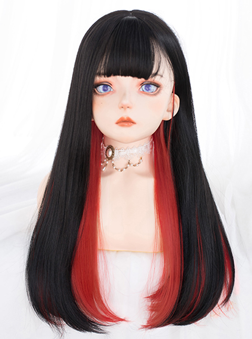 Multicolour Optional Hidden Highlights Long Straight Wig Daily Lolita Wigs