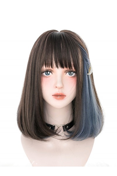 Hidden Highlights Medium Length Straight Wig Daily Lolita Wigs