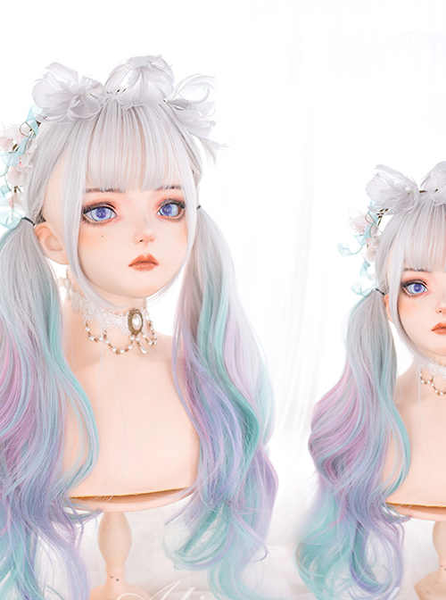 Gradient Macaron Color Sweet Lolita Long Curly Wigs