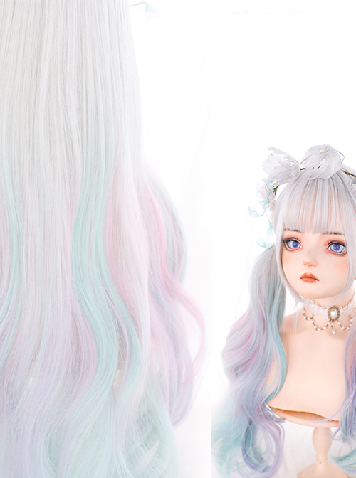 Gradient Macaron Color Sweet Lolita Long Curly Wigs