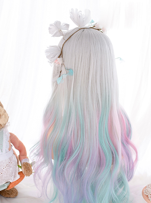 Gradient Macaron Color Sweet Lolita Long Curly Wigs