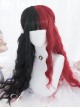 Red And Black Color Matching Harajuku Gothic Lolita Long Curly Wigs