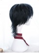 Dark Blue Short Wig Mullet Hairstyle Lolita Male Wigs