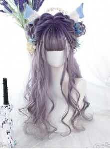 Purple Gradient Natural Big Curly Long Wig Classic Lolita Wigs