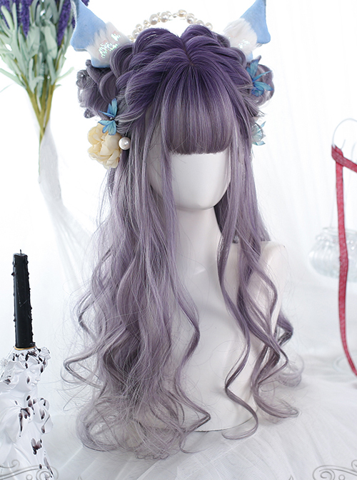 Purple Gradient Natural Big Curly Long Wig Classic Lolita Wigs