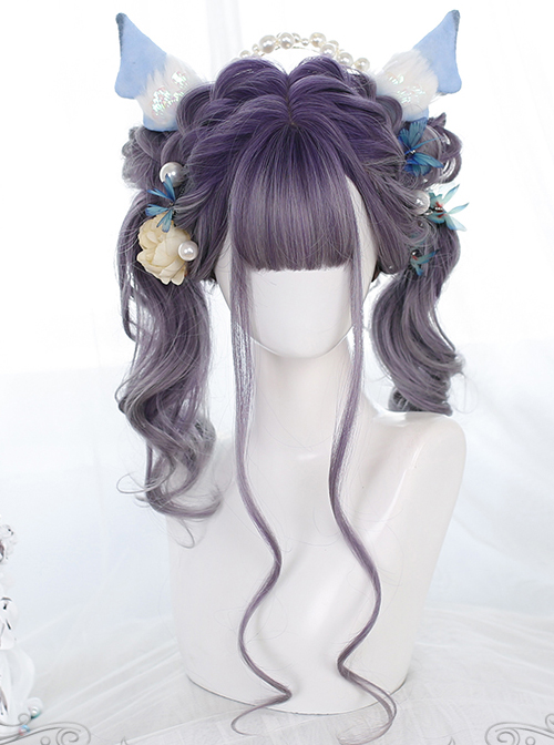 Purple Gradient Natural Big Curly Long Wig Classic Lolita Wigs