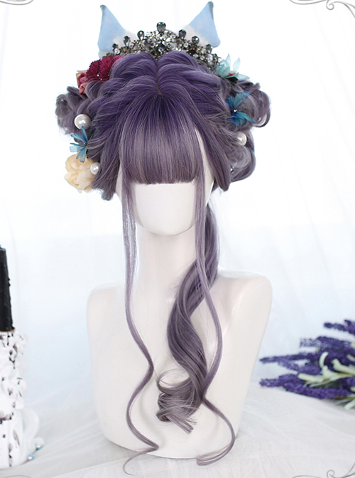 Purple Gradient Natural Big Curly Long Wig Classic Lolita Wigs