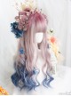 Pink Gradient Blue Long Natural Gentle Curly Wig Classic Lolita Wigs