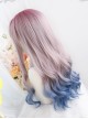 Pink Gradient Blue Long Natural Gentle Curly Wig Classic Lolita Wigs