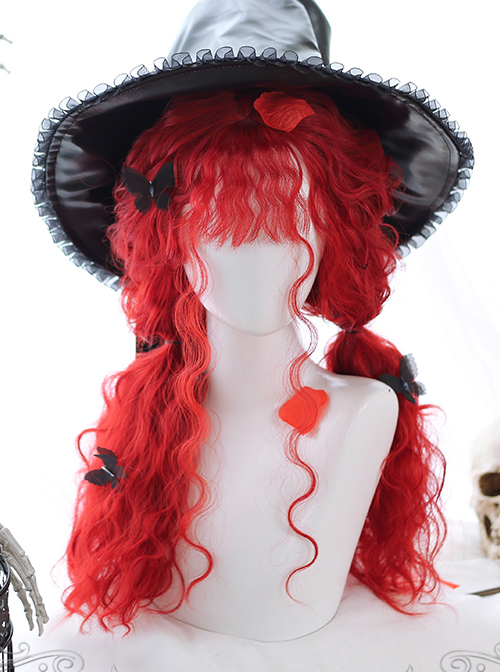 Fluffy Sheep Curly Long Wig Gothic Lolita Red Wigs