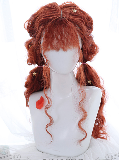 Fluffy Sheep Curly Long Wig Gothic Lolita Orange Wigs