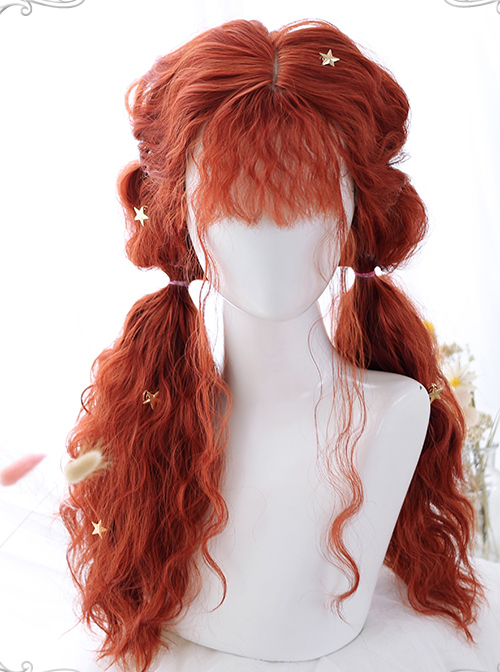 Fluffy Sheep Curly Long Wig Gothic Lolita Orange Wigs