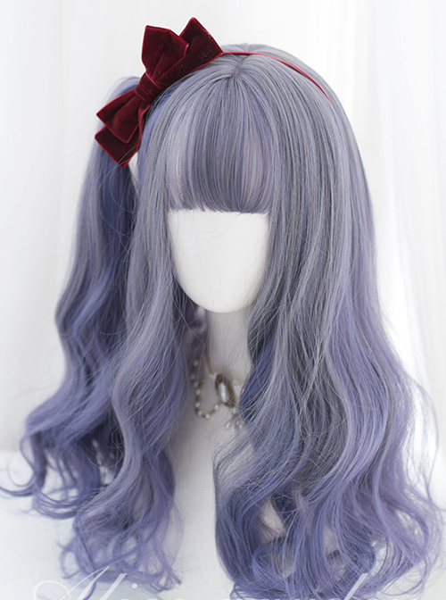 Gray Purple Mixed Gradient Sweet Lolita Long Curly Wigs