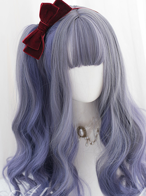 Gray Purple Mixed Gradient Sweet Lolita Long Curly Wigs