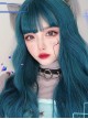 Harajuku Dark Blue Gradient Dark Peacock Green Classic Lolita Long Curly Wigs