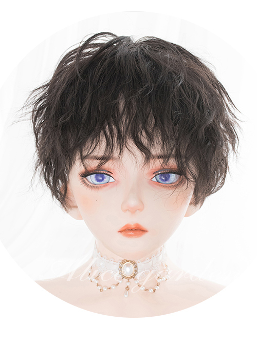 Black Fluffy Cute Boy Lolita Male Short Curly Wigs