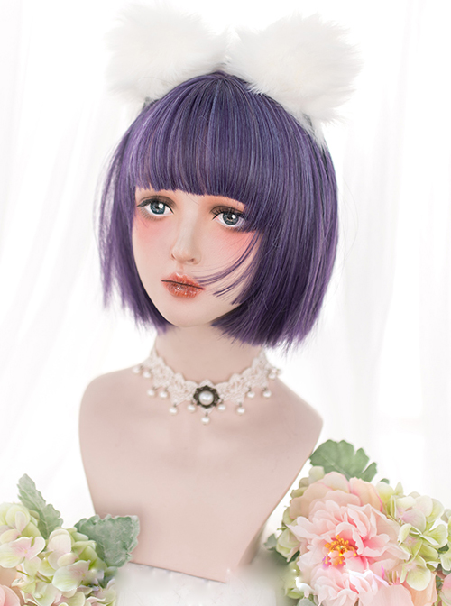 Harajuku Purple Classic Lolita Short Straight Wigs