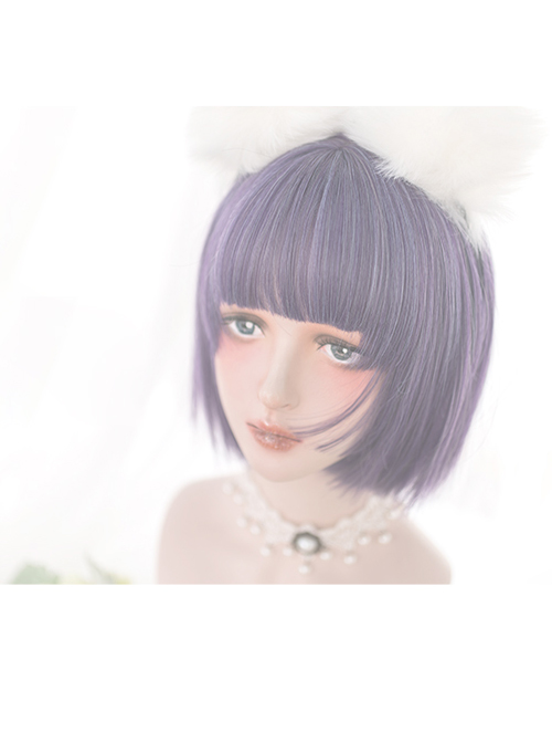 Harajuku Purple Classic Lolita Short Straight Wigs