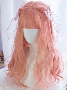 Coral Peach Pink Long Curly Wig Sweet Lolita Wigs