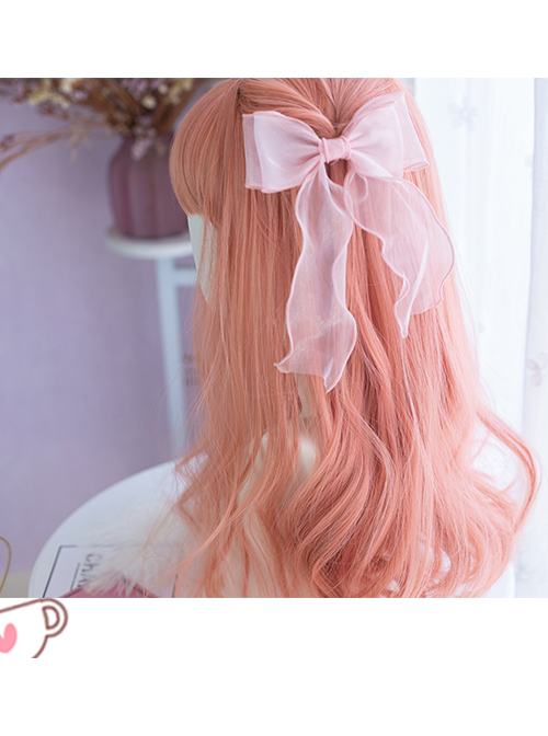 Coral Peach Pink Long Curly Wig Sweet Lolita Wigs