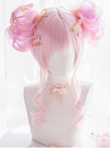 Detachable Double Flower Roll Pink Short Wig Sweet Lolita Wigs