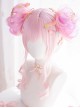 Detachable Double Flower Roll Pink Short Wig Sweet Lolita Wigs