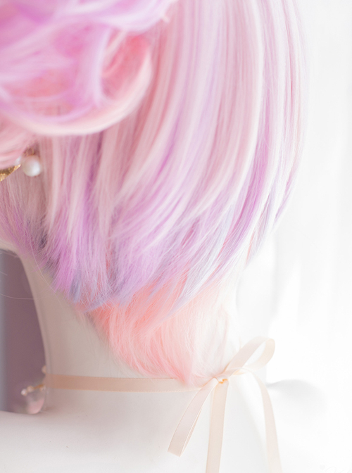 Detachable Double Flower Roll Pink Short Wig Sweet Lolita Wigs