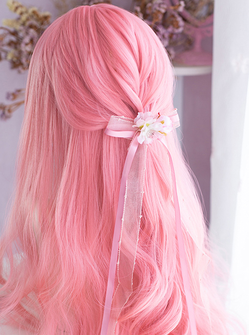 Sakura Coral Pink Long Curly Wig Sweet Lolita Wigs