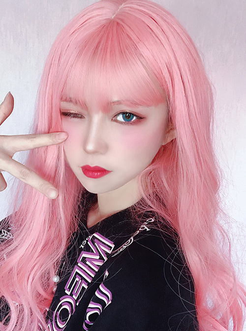 Sakura Coral Pink Long Curly Wig Sweet Lolita Wigs