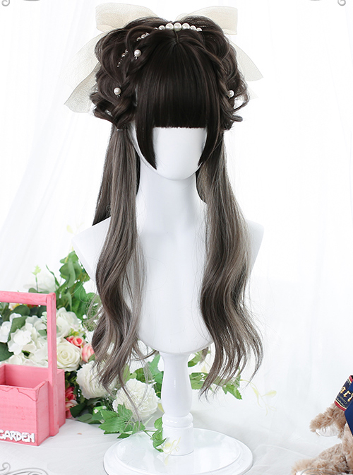 Elegant Dark Gray Long Curly Wig Classic Lolita Wigs